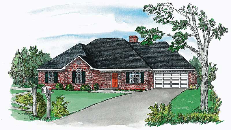 3-Bedroom, 1484 Sq Ft European House Plan - 164-1221 - Front Exterior