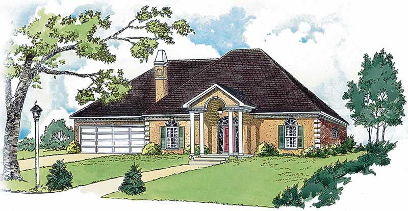 3-Bedroom, 1531 Sq Ft European House Plan - 164-1224 - Front Exterior