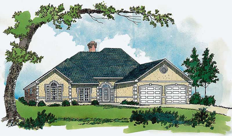 3-Bedroom, 1887 Sq Ft European House Plan - 164-1233 - Front Exterior