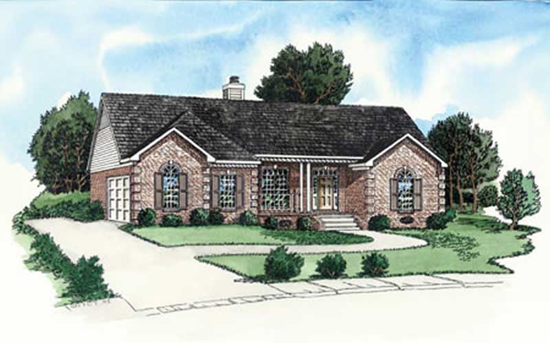 3-Bedroom, 1141 Sq Ft Country Home Plan - 164-1259 - Main Exterior