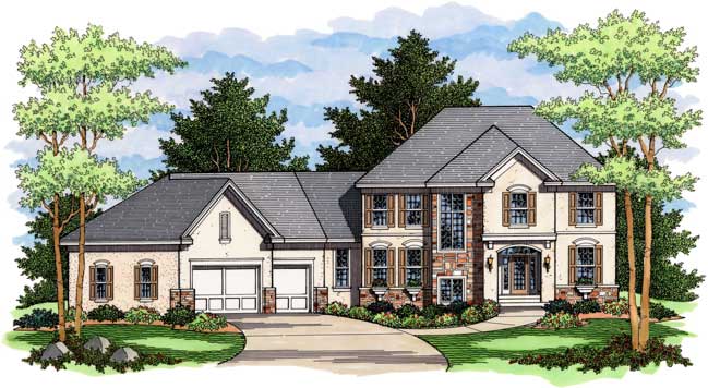 4-Bedroom, 2845 Sq Ft European Home Plan - 165-1069 - Main Exterior