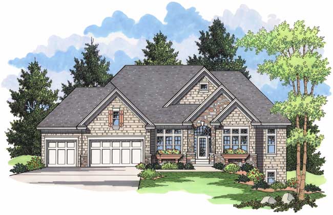 3-Bedroom, 3826 Sq Ft Country House Plan - 165-1092 - Front Exterior