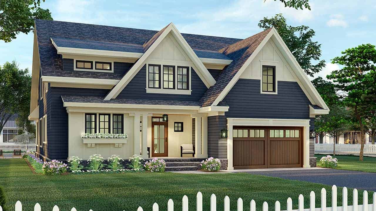 4-Bedroom, 3249 Sq Ft Transitional Home Plan - 165-1155 - Main Exterior