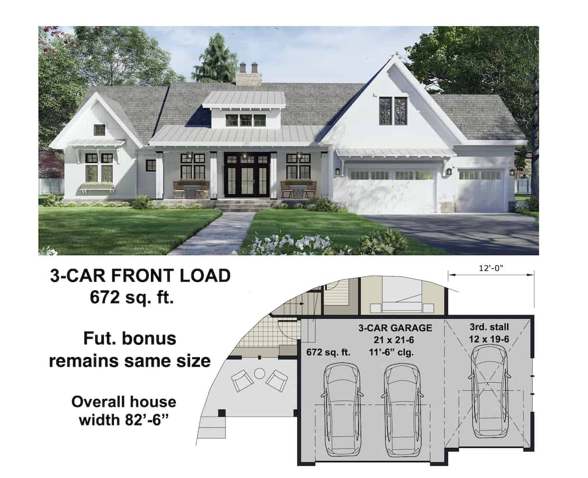 Front Load 3-Car Garage Option Layout