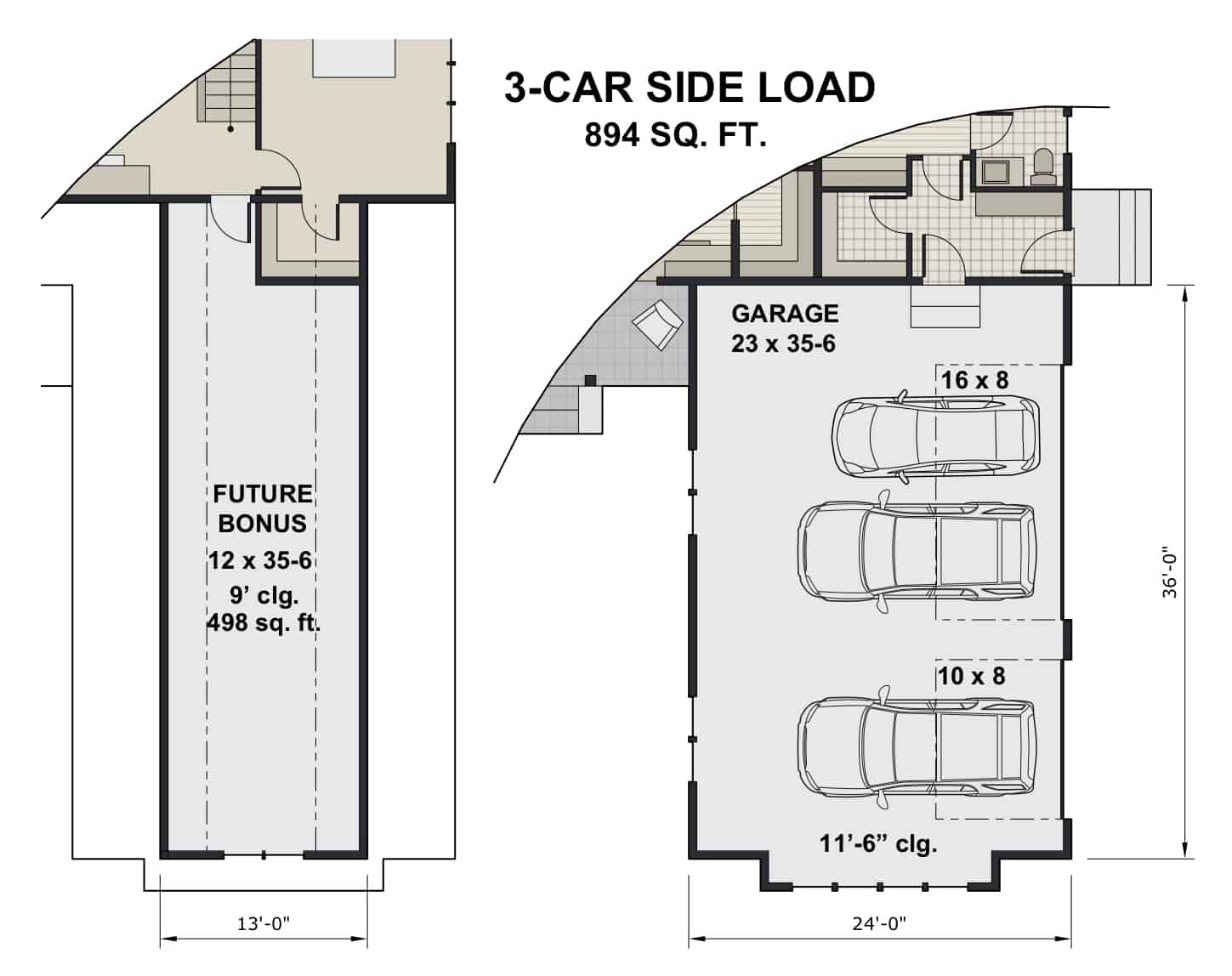 Side Load 3-Car Garage Option Layout