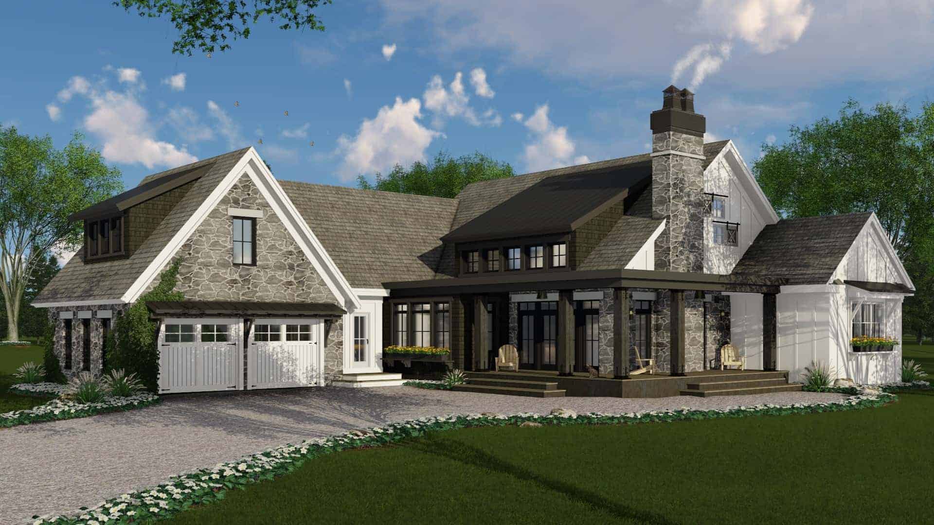 3-Bedroom, 2483 Sq Ft Rustic House Plan - 165-1171 - Front Exterior