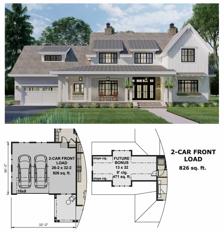 Front Load 2-Car Garage Option Layout