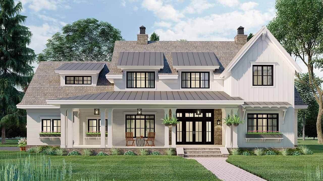 4-Bedroom, 2862 Sq Ft Modern Farmhouse Plan - 165-1182 - Main Exterior