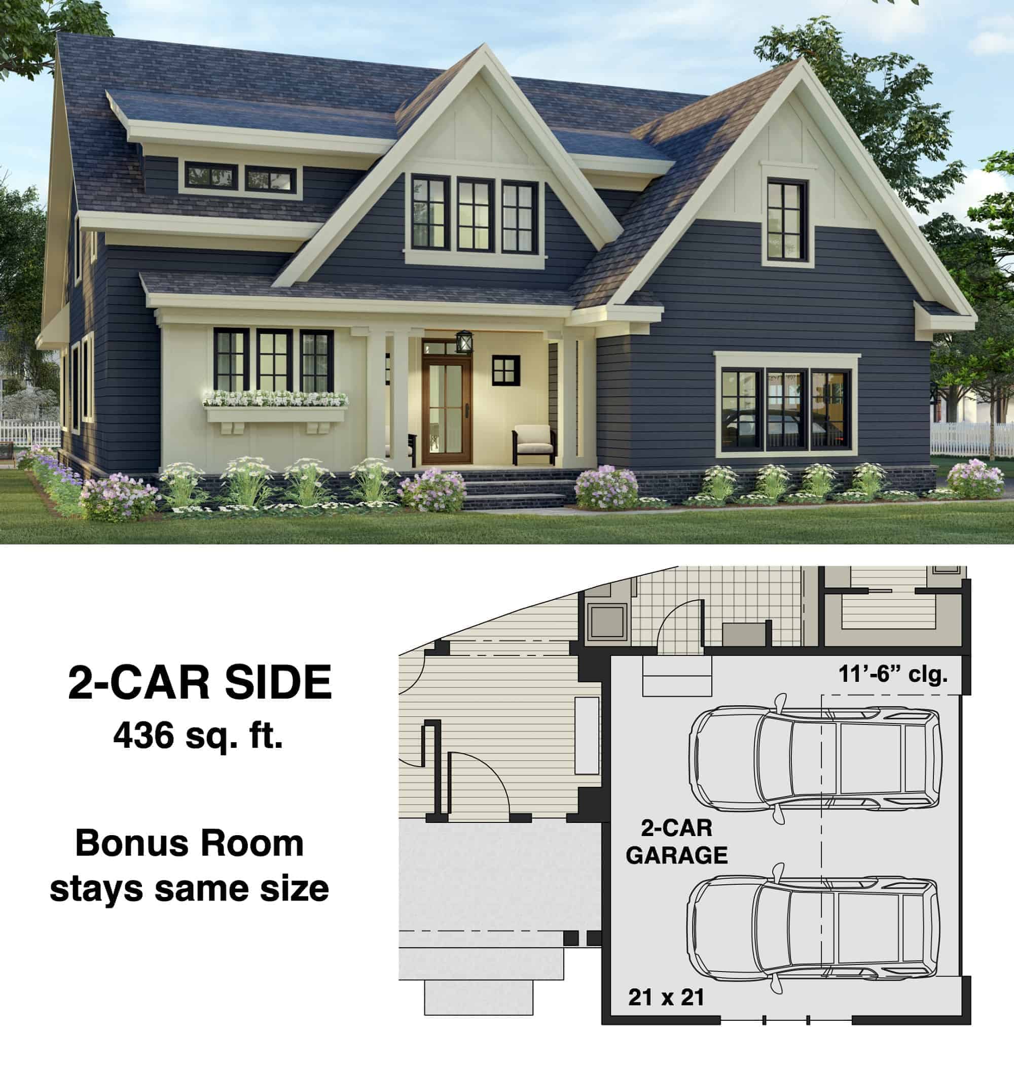 Side Load 2-Car Garage Option Layout