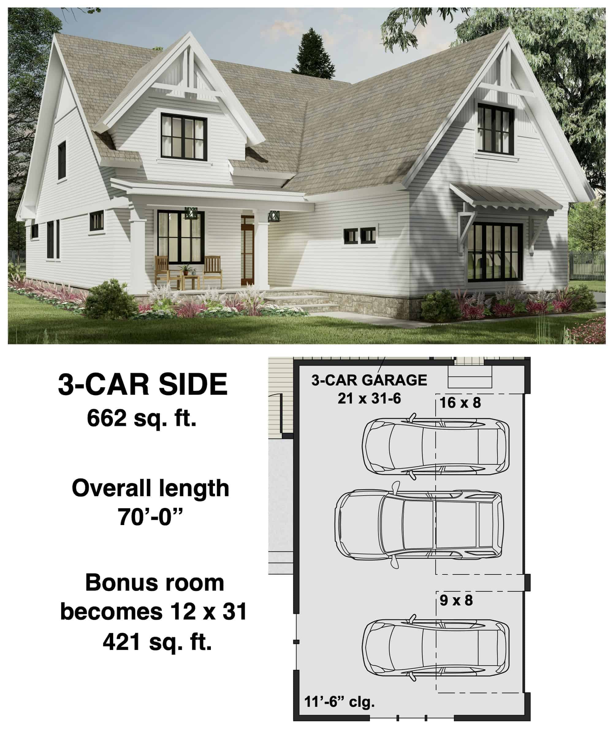 Side Load 3-Car Garage Option Layout