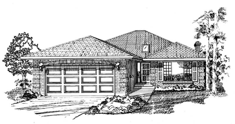 3-Bedroom, 1548 Sq Ft Ranch Home Plan - 167-1009 - Main Exterior