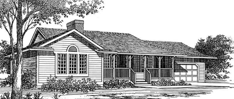 3-Bedroom, 1399 Sq Ft Ranch Home Plan - 167-1014 - Main Exterior