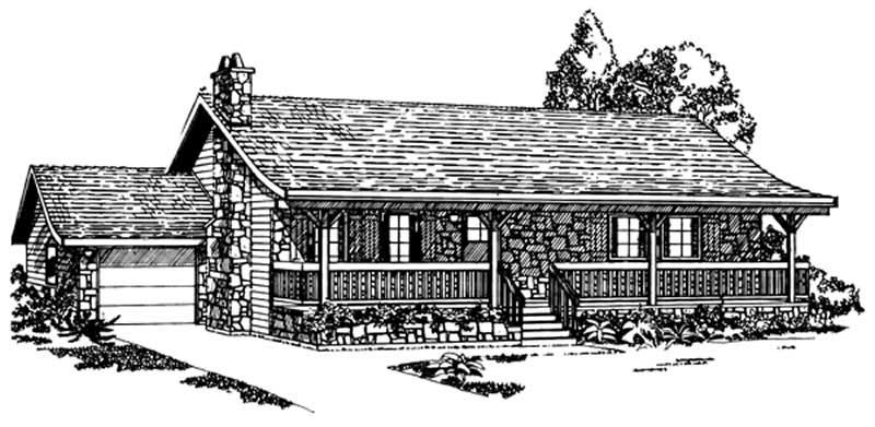 3-Bedroom, 1360 Sq Ft Ranch Home Plan - 167-1033 - Main Exterior