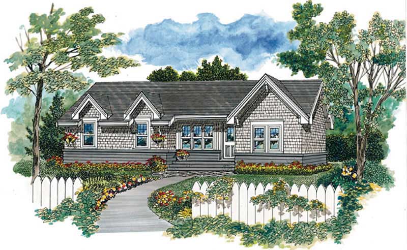 1-Bedroom, 604 Sq Ft Log Cabin House Plan - 167-1082 - Front Exterior