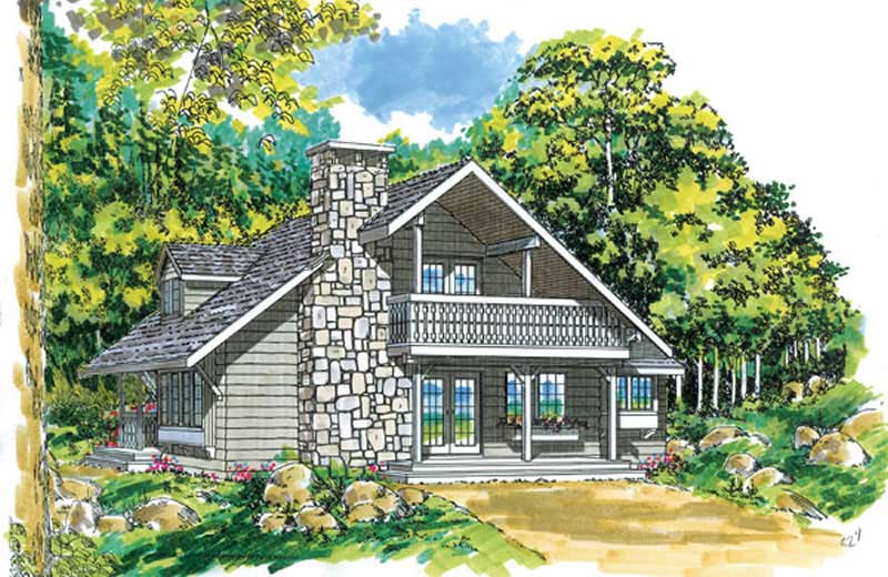 3-Bedroom, 1670 Sq Ft Log Cabin House Plan - 167-1086 - Front Exterior