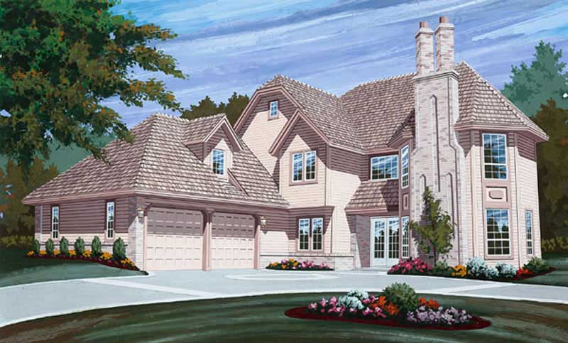 3-Bedroom, 2684 Sq Ft European House Plan - 167-1103 - Front Exterior