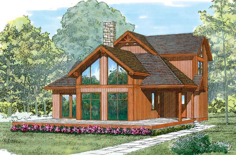 3-Bedroom, 1783 Sq Ft Log Cabin Home Plan - 167-1150 - Main Exterior