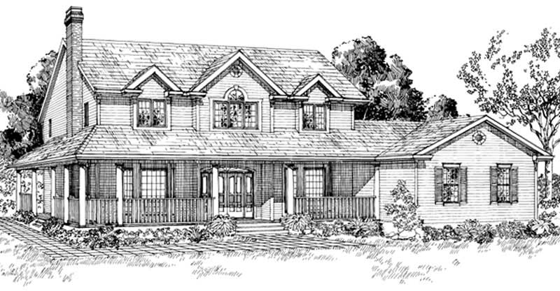 4-Bedroom, 2530 Sq Ft Country Home Plan - 167-1153 - Main Exterior