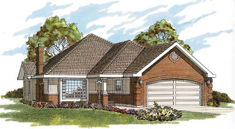 2-Bedroom, 1336 Sq Ft Ranch Home Plan - 167-1164 - Main Exterior