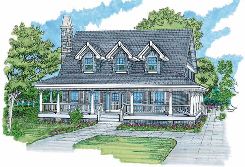 3-Bedroom, 1634 Sq Ft Country Home Plan - 167-1188 - Main Exterior
