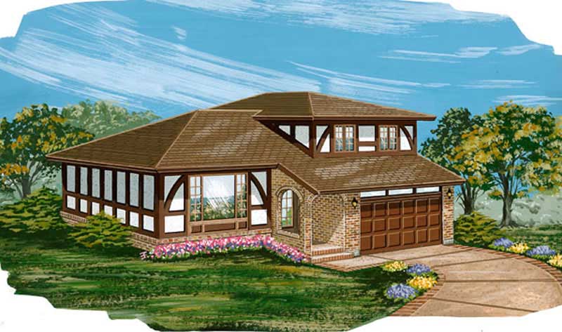 4-Bedroom, 1939 Sq Ft Tudor House Plan - 167-1203 - Front Exterior