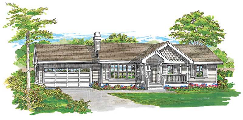 3-Bedroom, 1092 Sq Ft Country House Plan - 167-1218 - Front Exterior