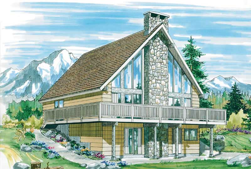 2-Bedroom, 1197 Sq Ft A Frame Home Plan - 167-1226 - Main Exterior