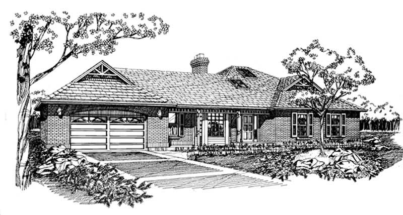 3-Bedroom, 1746 Sq Ft Ranch House Plan - 167-1229 - Front Exterior