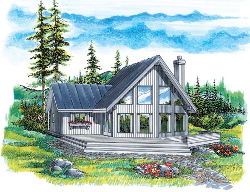 3-Bedroom, 1427 Sq Ft Log Cabin House Plan - 167-1292 - Front Exterior