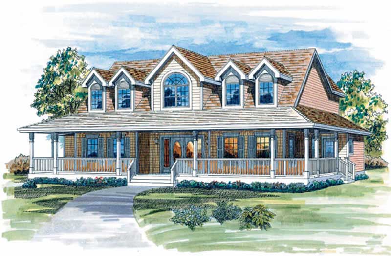 4-Bedroom, 3141 Sq Ft Country Home Plan - 167-1295 - Main Exterior