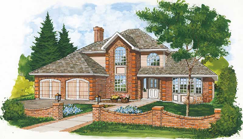 3-Bedroom, 2071 Sq Ft European House Plan - 167-1356 - Front Exterior