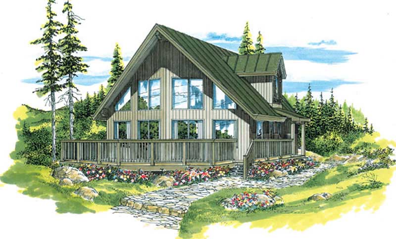 3-Bedroom, 1543 Sq Ft Log Cabin Home Plan - 167-1384 - Main Exterior