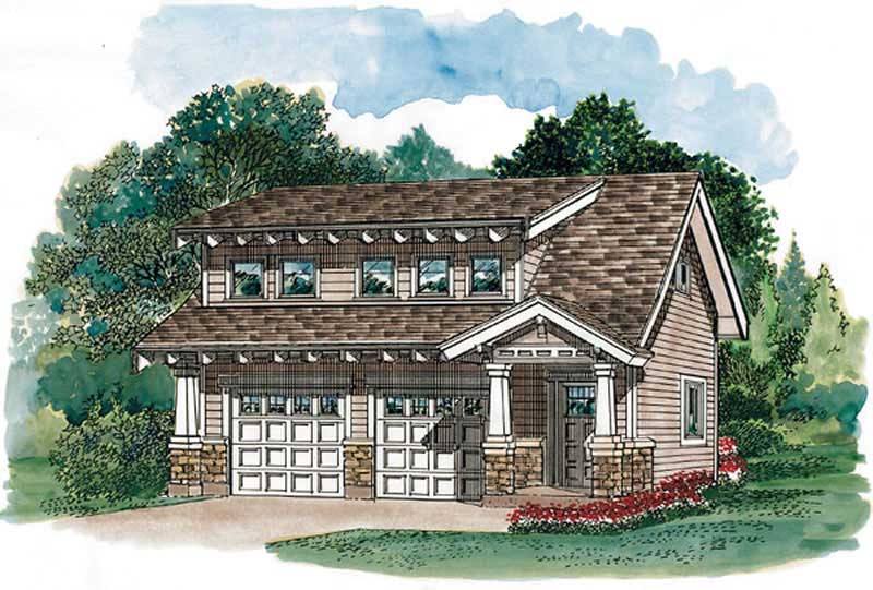 1-Bedroom, 679 Sq Ft Garage House Plan - 167-1396 - Front Exterior