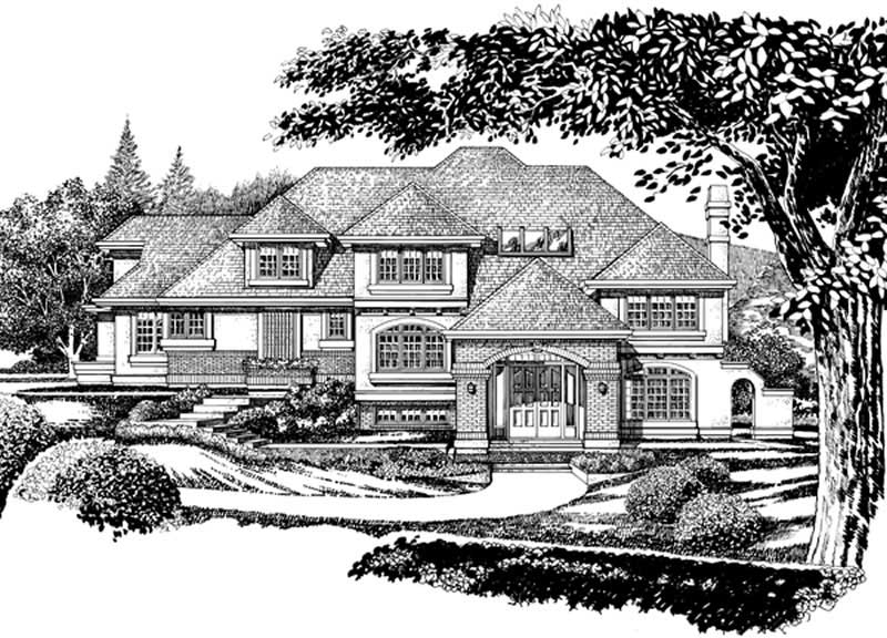 4-Bedroom, 4235 Sq Ft European House Plan - 167-1403 - Front Exterior