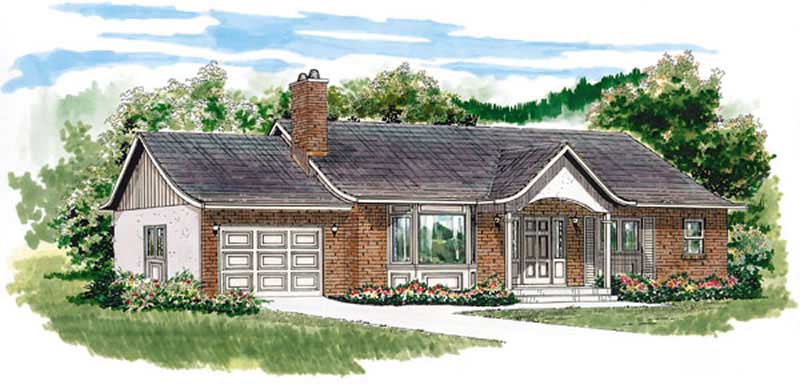 3-Bedroom, 1285 Sq Ft Ranch House Plan - 167-1465 - Front Exterior