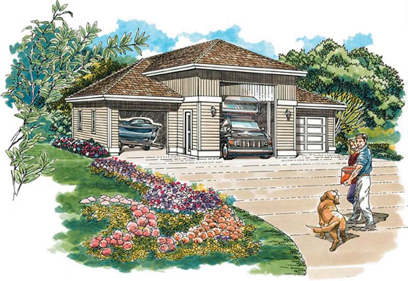 3-Car, 1320 Sq Ft Garage Plan - 167-1478 - Main Exterior