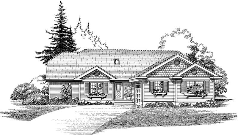 3-Bedroom, 1734 Sq Ft Small House Plans - 167-1488 - Front Exterior