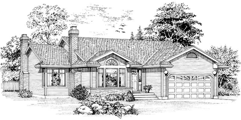 3-Bedroom, 1579 Sq Ft Ranch House Plan - 167-1517 - Front Exterior