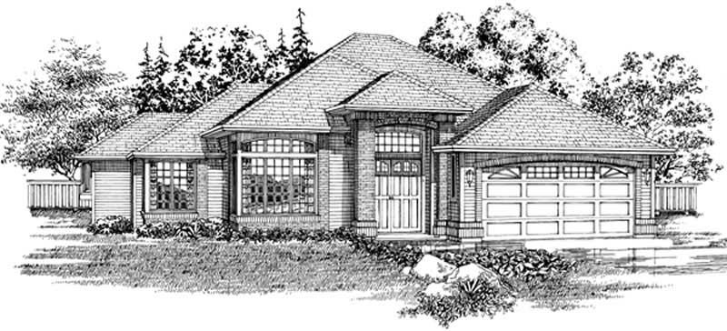 3-Bedroom, 1902 Sq Ft European House Plan - 167-1529 - Front Exterior