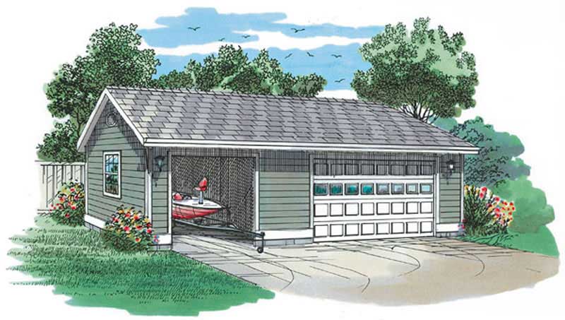 2-Car, Detached, 1008 Sq Ft Garage Home Plan - 167-1539 - Main Exterior