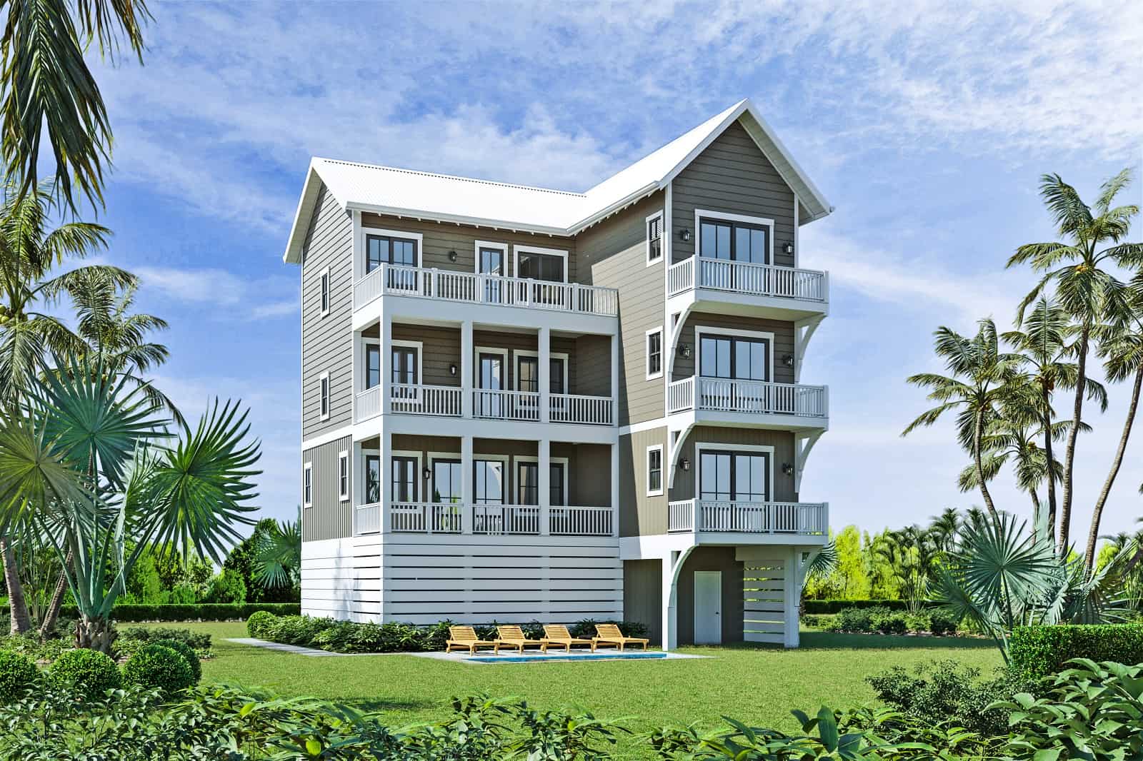 7-Bedroom, 3577 Sq Ft Beachfront House Plan - 168-1150 - Front Exterior