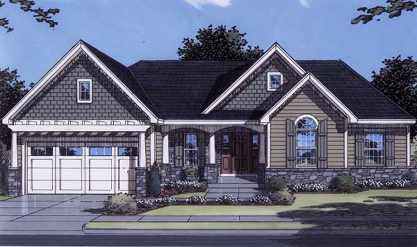 3-Bedroom, 1509 Sq Ft Country Home Plan - 169-1003 - Main Exterior