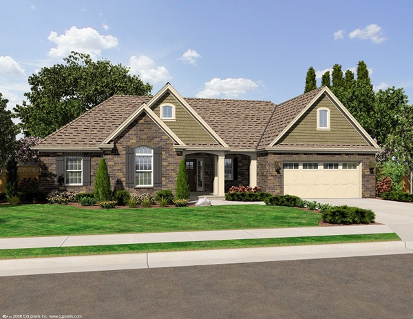 3-Bedroom, 1597 Sq Ft Ranch Home Plan - 169-1025 - Main Exterior