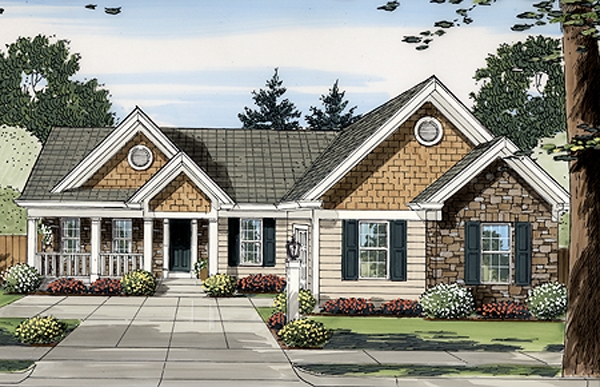 3-Bedroom, 1481 Sq Ft Ranch House Plan - 169-1028 - Front Exterior