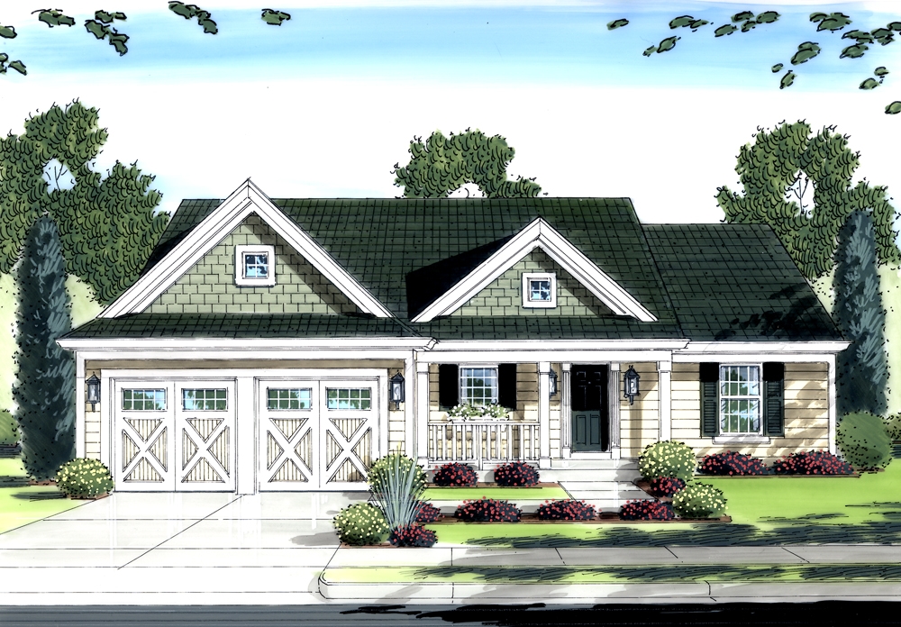 3-Bedroom, 1321 Sq Ft Traditional House Plan - 169-1089 - Front Exterior