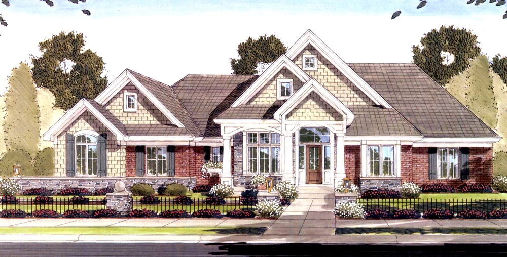 2-Bedroom, 2796 Sq Ft Craftsman House Plan - 169-1092 - Front Exterior