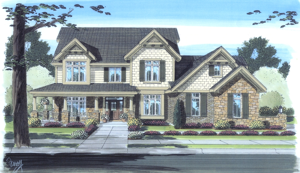 4-Bedroom, 3016 Sq Ft Craftsman Home Plan - 169-1099 - Main Exterior