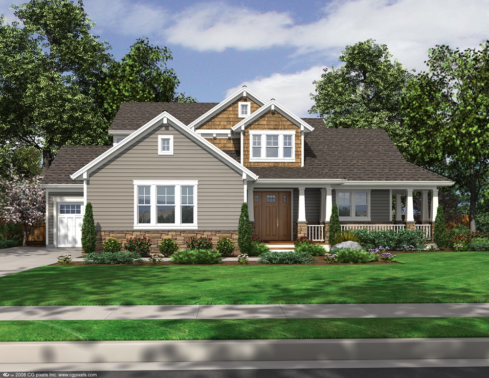4-Bedroom, 2274 Sq Ft Craftsman House Plan - 169-1104 - Front Exterior