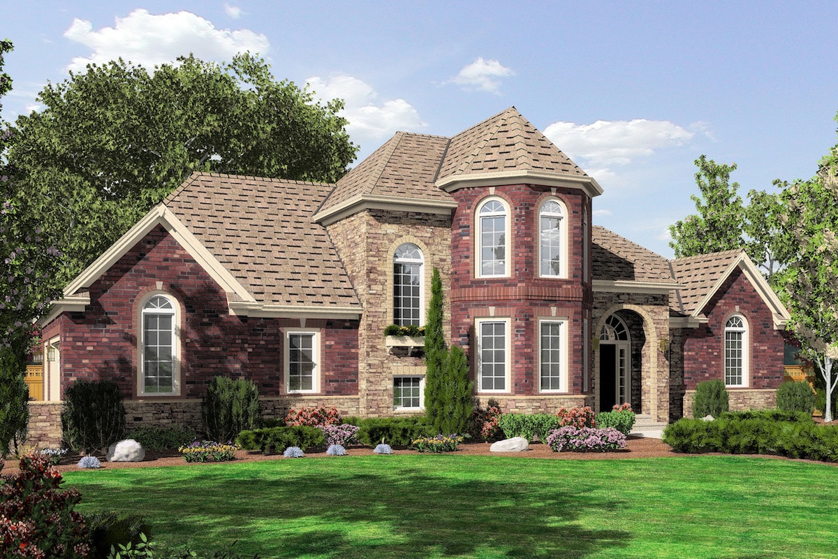3-Bedroom, 1908 Sq Ft European House Plan - 169-1156 - Front Exterior