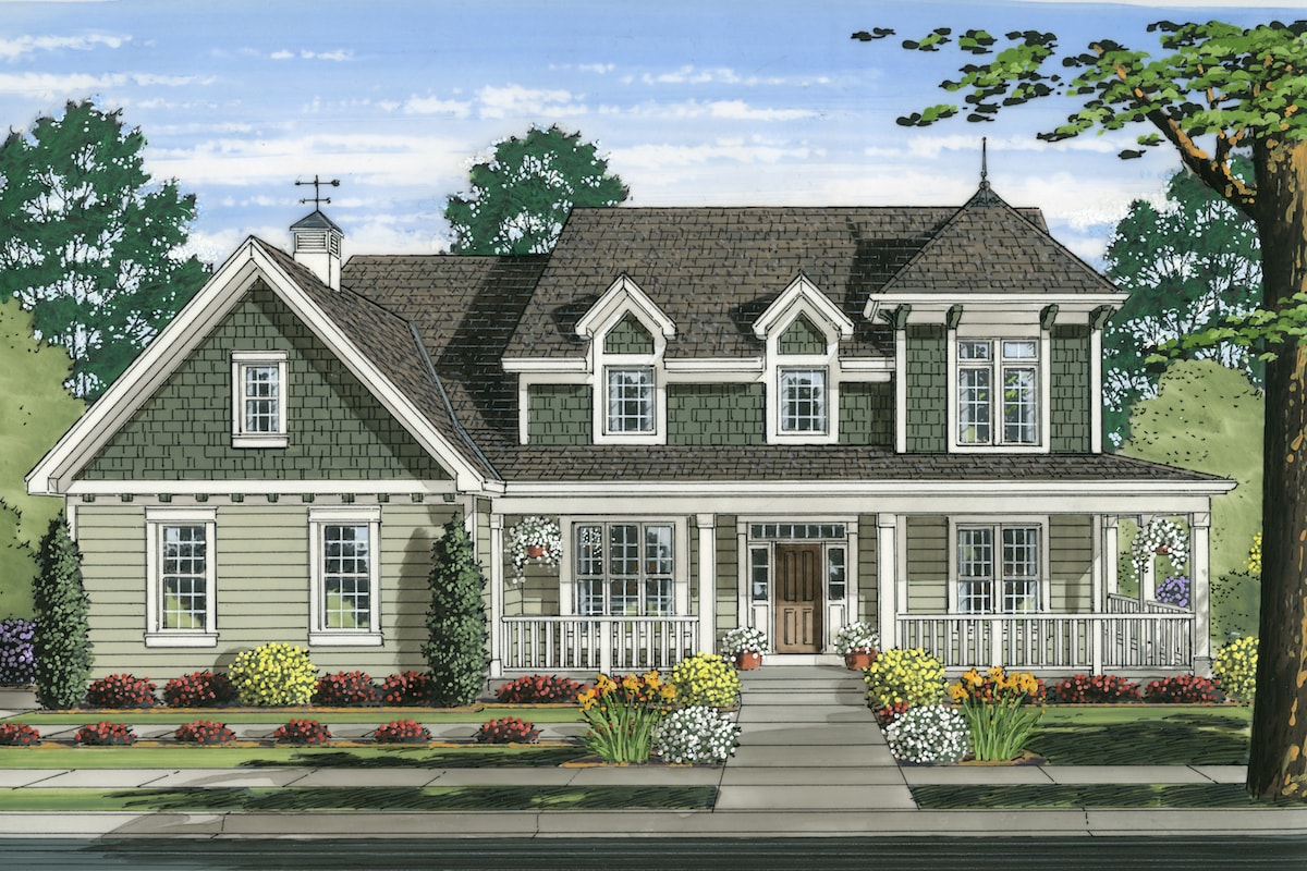 4-Bedroom, 2478 Sq Ft Country Home Plan - 169-1166 - Main Exterior